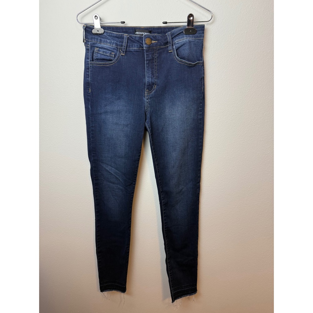 Prosperity Denim Womens High Rise Skinny Jeans Dark Wash Raw Hem Size‎ 28